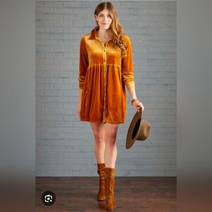 Elegant Velvet Mini Dress in Deep Burnt Orange